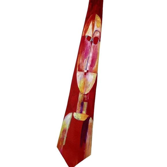 Vintage Ralph Marlin Polyester Tie Senecio 1991 Red Necktie 3.5 Inch Wide - Picture 8 of 8